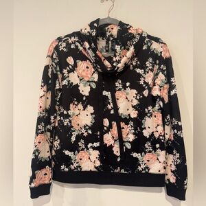 Floral cowl neck sweater sweatshirt long sleeve top